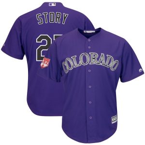 Delightful Rockies #27 Trevor Story Purple 2019 Spring Training Cool Base Stitched MLB Jersey