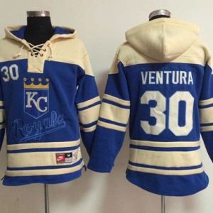 Delightful Royals #30 Yordano Ventura Light Blue Sawyer Hooded Sweatshirt MLB Hoodie