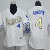 Delightful Royals #4 Alex Gordon White Flexbase Authentic 2015 World Series Champions Gold Program Cool Base Women's Stitched MLB Jersey Collectors this is a must have Add it to your collection by ordering