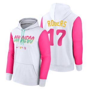 Delightful San Diego Padres #17 Taylor Rogers Men's Nike MLB 2022 City Connect Hoodie   White