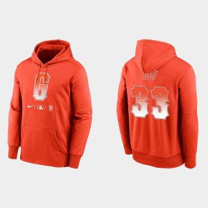 Delightful San Francisco Giants #33 Darin Ruf Men's 2021 City Connect Therma Pullover Orange Hoodie