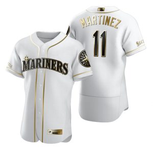 Delightful Seattle Mariners #11 Edgar Martinez White Nike Men's Authentic Golden Edition MLB Jersey