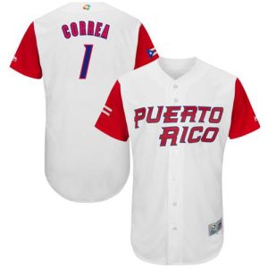 Delightful Team Puerto Rico #1 Carlos Correa White 2017 World MLB Classic Authentic Stitched MLB Jersey