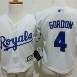 Delightful Toddler Royals #4 Alex Gordon White Cool Base Stitched MLB Jersey For a short time available Grab yours quickly to own a team jersey