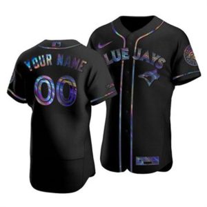 Delightful Toronto Blue Jays Custom Men's Nike Iridescent Holographic Collection MLB Jersey   Black