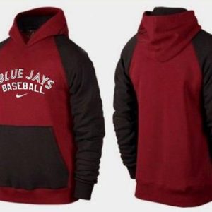 Delightful Toronto Blue Jays Pullover Hoodie Burgundy Red & Black