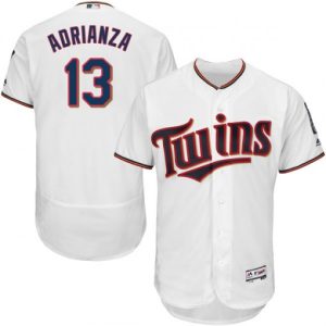 Delightful Twins #13 Ehire Adrianza White Flexbase Authentic Collection Stitched MLB Jersey