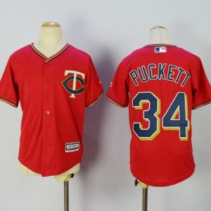 Delightful Twins #34 Kirby Puckett Red Alternate Cool Base Stitched Youth MLB Jersey Sports enthusiasts seize this opportunity Order now to feel the game excitement