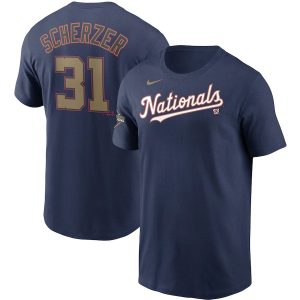 Delightful Washington Nationals #31 Max Scherzer Nike 2020 Gold Program Name & Number T Shirt Navy Be among the first buyers Order now to enjoy top notch quality