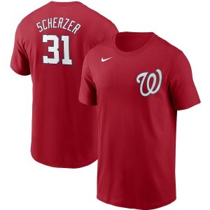 Delightful Washington Nationals #31 Max Scherzer Nike Name & Number T Shirt Red Sports enthusiasts seize this opportunity Order now to feel the game excitement