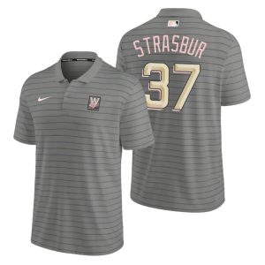 Delightful Washington Nationals #37 Stephen Strasbur Men's Nike 2022 City Connect Gray Franchise Polo Hurry Exclusive offer Place your order immediately for a great jersey