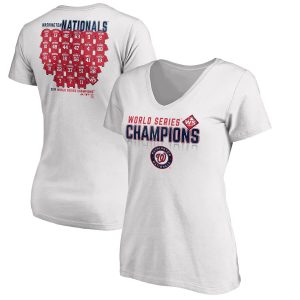 Delightful Washington Nationals Majestic Women's 2019 World Series Champions Jersey Roster V Neck T Shirt White