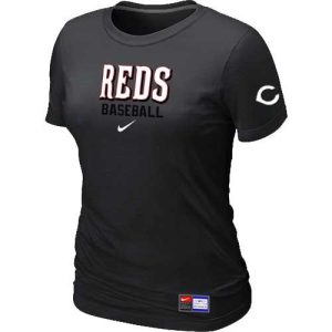 Delightful Women's Cincinnati Reds Nike Short Sleeve Practice MLB T Shirt Black