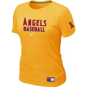 Delightful Women's Los Angeles Angels Nike Short Sleeve Practice MLB T Shirt Yellow