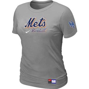 Delightful Women's New York Mets Nike Short Sleeve Practice MLB T Shirt Light Grey