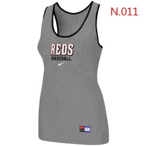 Delightful Women's Nike Cincinnati Reds Tri Blend Racerback Stretch Tank Top Light Grey