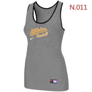 Delightful Women's Nike Oakland Athletics Tri Blend Racerback Stretch Tank Top Light Grey