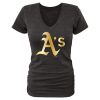 Delightful Women's Oakland Athletics Fanatics Apparel Gold Collection V Neck Tri Blend T Shirt Black