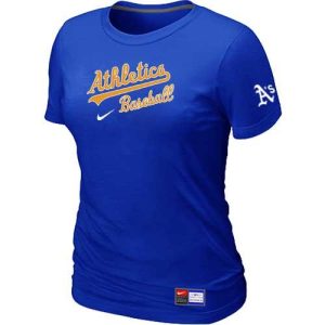 Delightful Women's Oakland Athletics Nike Short Sleeve Practice MLB T Shirt Blue
