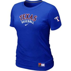 Delightful Women's Texas Rangers Nike Short Sleeve Practice MLB T Shirt Blue