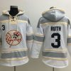 Delightful Yankees #3 Babe Ruth White Sawyer Hooded Sweatshirt MLB Hoodie