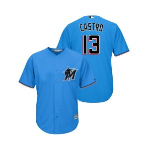 Delightful marlins #13 Starlin Castro Blue Alternate 2019 Cool Base Stitched MLB Jersey