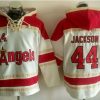 Exceptional Angels of Anaheim #44 Reggie Jackson White Sawyer Hooded Sweatshirt MLB Hoodie