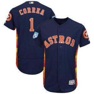 Exceptional Astros #1 Carlos Correa Navy 2019 Spring Training Flex Base Stitched MLB Jersey