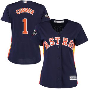 Exceptional Astros #1 Carlos Correa Navy Blue Alternate 2019 World Series Bound Women's Stitched MLB Jersey With high demand Don't miss out Order now to wear your team colors