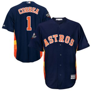 Exceptional Astros #1 Carlos Correa Navy Blue Cool Base 2019 World Series Bound Stitched Youth MLB Jersey With high demand Don't miss out Order now to wear your team colors