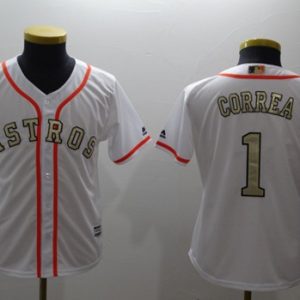 Exceptional Astros #1 Carlos Correa White 2017 World Series Champions Gold Program Cool Base Stitched Youth MLB Jersey Hurry Exclusive offer Place your order immediately for a great jersey
