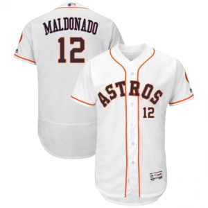 Exceptional Astros #12 Martin Maldonado White Flexbase Authentic Collection Stitched MLB Jersey
