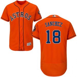 Exceptional Astros #18 Aaron Sanchez Orange Flexbase Authentic Collection Stitched MLB Jersey