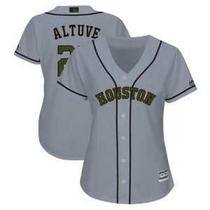 Exceptional Astros #27 Jose Altuve Grey 2018 Memorial Day Cool Base Women's Stitched MLB Jersey With high demand Don't miss out Order now to wear your team colors