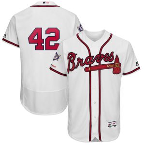 Exceptional Atlanta Braves #42 Majestic 2019 Jackie Robinson Day Flex Base Jersey White