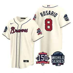Exceptional Atlanta Braves #8 Eddie Rosario Nike 150th Anniversary 2021 World Series Youth MLB Jersey   Cream Sports fans this is your chance Order soon to be part of the action