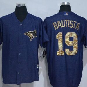 Exceptional Blue Jays #19 Jose Bautista Denim Blue Salute to Service Stitched MLB Jersey