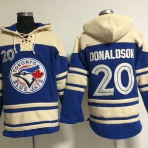 Exceptional Blue Jays #20 Josh Donaldson Blue Sawyer Hooded Sweatshirt MLB Hoodie
