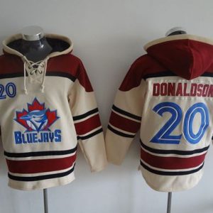 Exceptional Blue Jays #20 Josh Donaldson Cream Sawyer Hooded Sweatshirt MLB Hoodie