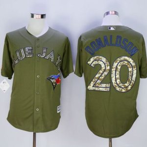 Exceptional Blue Jays #20 Josh Donaldson Green Camo New Cool Base Stitched MLB Jersey