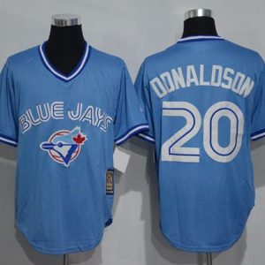 Exceptional Blue Jays #20 Josh Donaldson Light Blue Cooperstown Throwback Stitched MLB Jersey