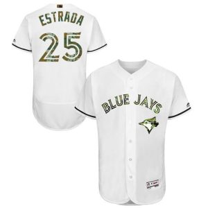 Exceptional Blue Jays #25 Marco Estrada White Flexbase Authentic Collection Memorial Day Stitched MLB Jersey