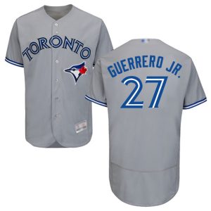 Exceptional Blue Jays #27 Vladimir Guerrero Jr. Grey Flexbase Authentic Collection Stitched MLB Jersey
