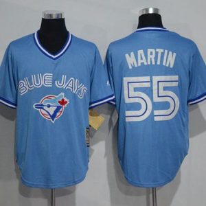 Exceptional Blue Jays #55 Russell Martin Light Blue Cooperstown Throwback Stitched MLB Jersey