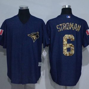 Exceptional Blue Jays #6 Marcus Stroman Denim Blue Salute to Service Stitched MLB Jersey