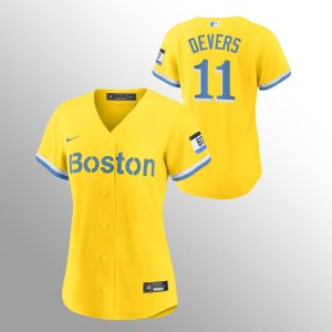 Exceptional Boston Red Sox #11 Rafael Devers Women's Nike 2021 City Connect Gold Fans Version MLB Jersey Limited stock Order now to show your love for your team