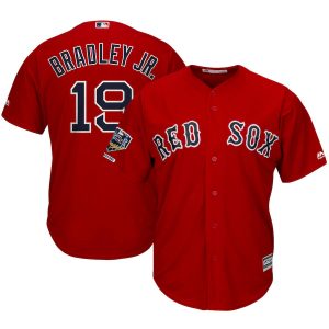 Exceptional Boston Red Sox #19 Jackie Bradley Jr. Majestic 2018 World Series Champions Alternate Cool Base Player Jersey Scarlet