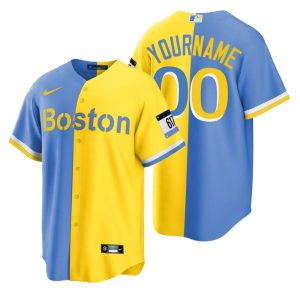 Exceptional Boston Red Sox Custom Blue Gold Nike Men's MLB 2022 City Connect Game Jersey