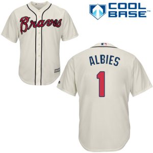 Exceptional Braves #1 Ozzie Albies Cream Cool Base Stitched Youth MLB Jersey Sports fans this is your chance Order soon to be part of the action
