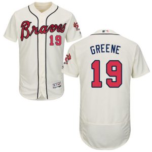 Exceptional Braves #19 Shane Greene Cream Flexbase Authentic Collection Stitched MLB Jersey